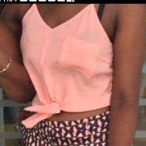 BLVD  Women's Sheer Tie-Front Sleeveless Tank Top, Size M